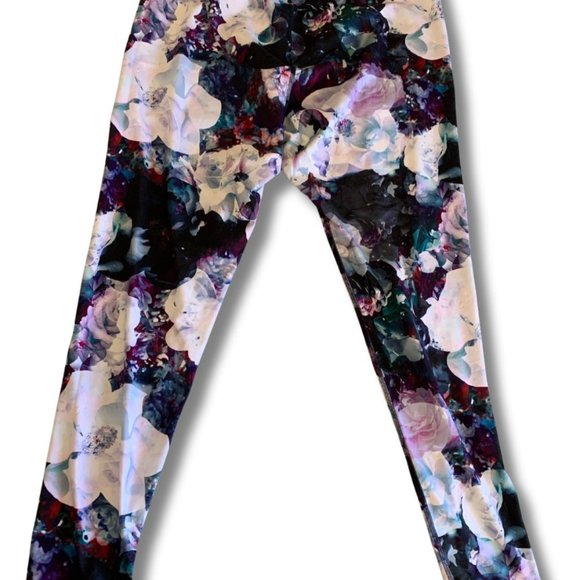 Old Navy Active "Go-Dry" Legging - White Floral on Black - Picture 1 of 4